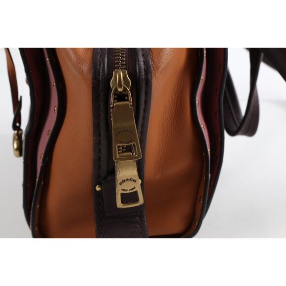 Coach Dreamer Satchel 35605 Oxblood Colorblock Rivet Leather Shoulder Bag Purse - Picture 8 of 16